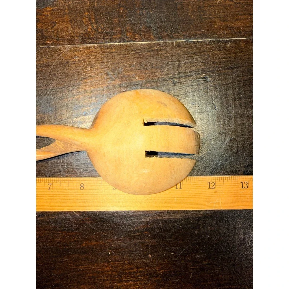 Hand Carved Olivewood Spiral Wooden Salad Server Spoon‎ Utensil